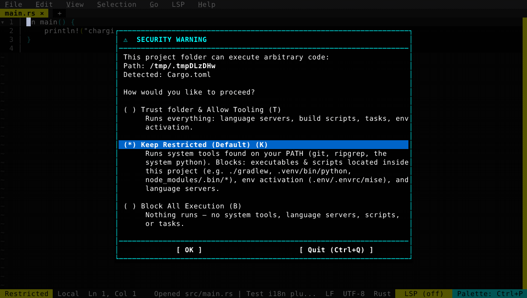 Workspace trust and environments demo