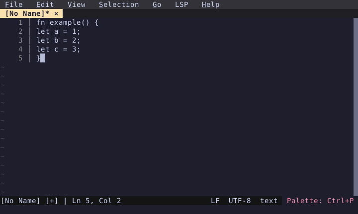 Tab indent selection demo